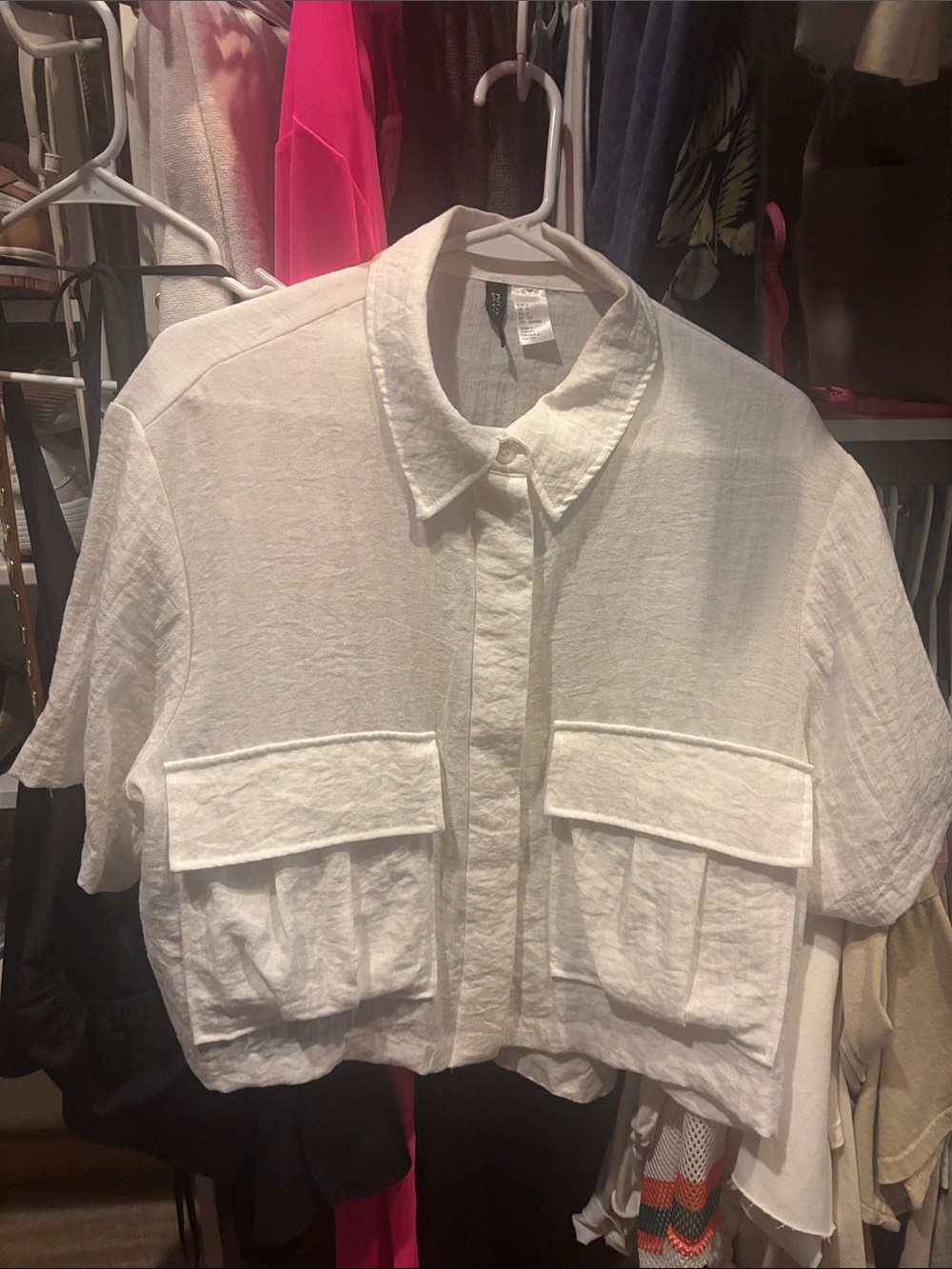 H&M utility style white button up